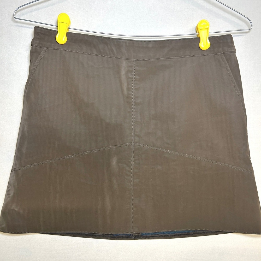 Taupe-Brown Faux Suede Mini Skirt Back Zip L